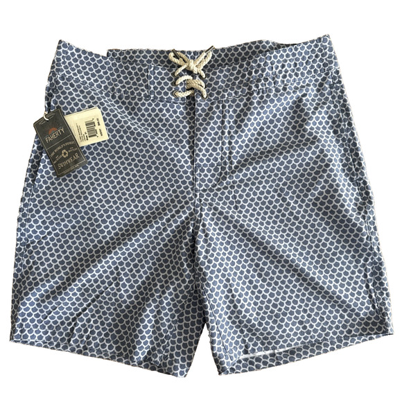 Faherty Classic Boardshort Mens 31 Blue Fish Scale All Over Print - Picture 1 of 5